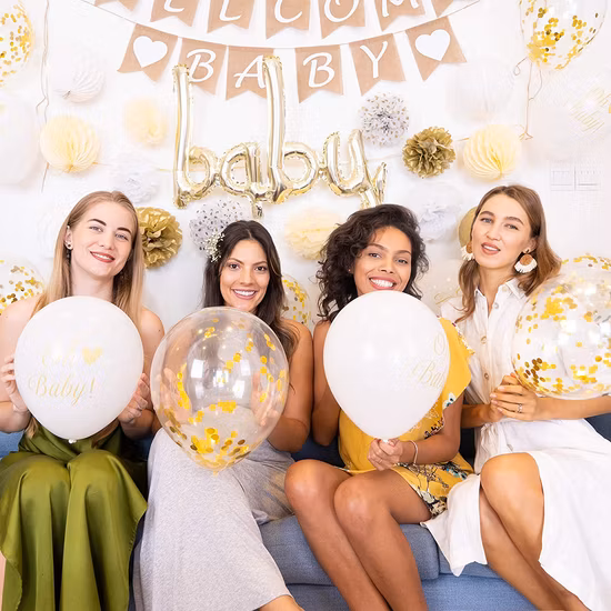 Gold White Theme Baby Shower Party Decorations for Girl