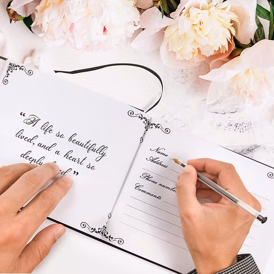 Memorial Book Funeral Guest Book Custom Size